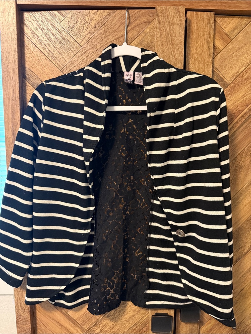 Striped Black & White Women's Open Blazer Jacket